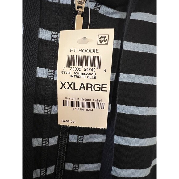 KAREN SCOTT Sport Blue Striped Zip Up Hoodie Sweatshirt Preppy Coastal XXL NWT - Picture 6 of 7